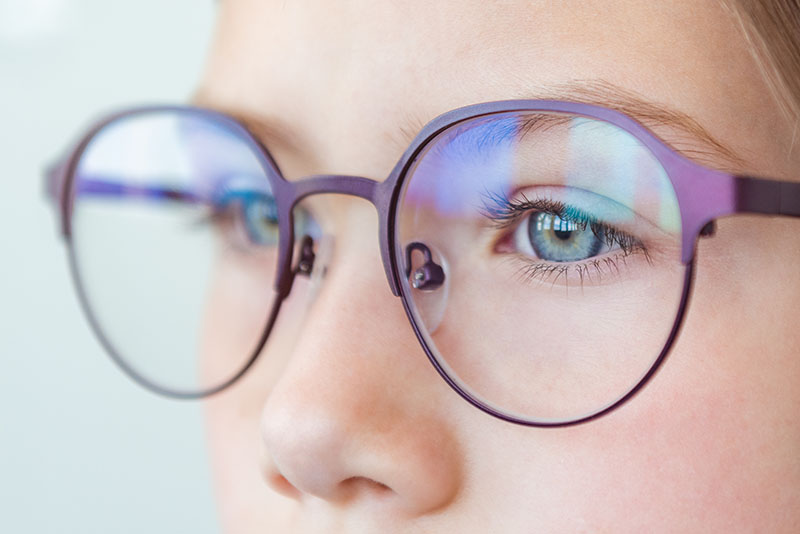 Close up of eyeglass lenses
