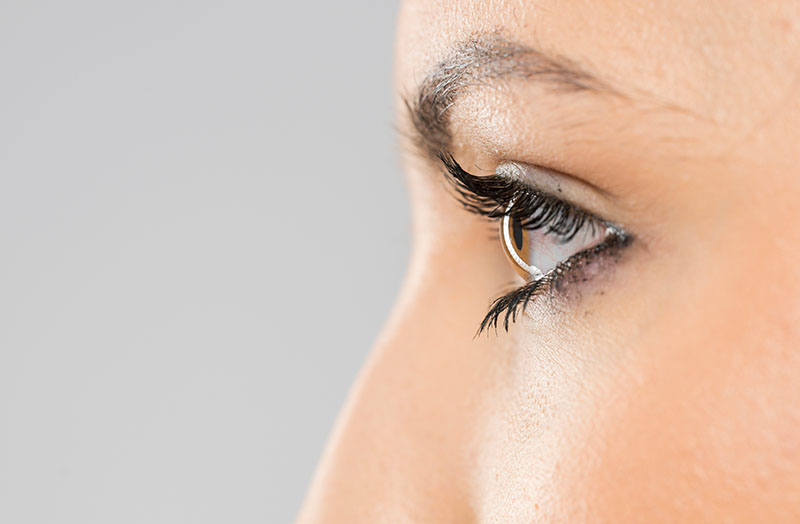 Side view of woman's eye