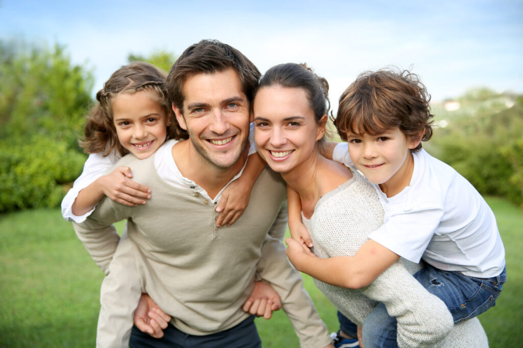 Happy family outside