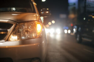 close up of van headlight 